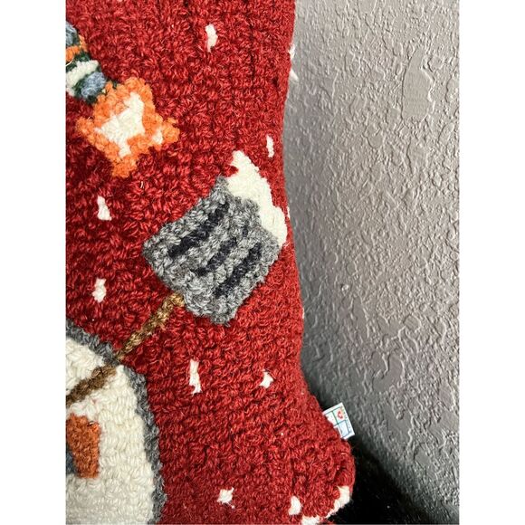 Chandler 4 Corners SNOWMAN BURRRR Hooked Wool Pillow Cover Laura Megroz 18 x 18 - Picture 4 of 6